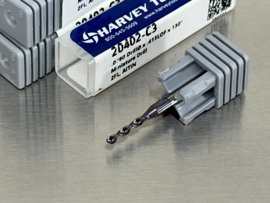 Harvey .076" Solid Carbide Drill Miniature 20402-C3 (Qty. 5)