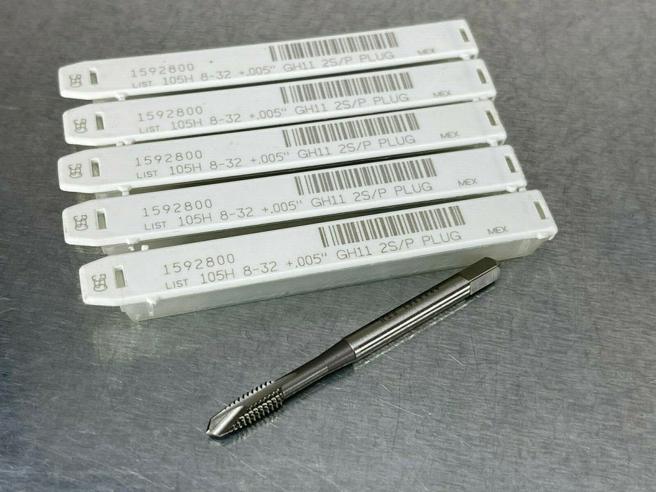 (5) OSG 8-32 +.005" Spiral Point Tap GH11 Plug 2 Flute Oxide 1592800