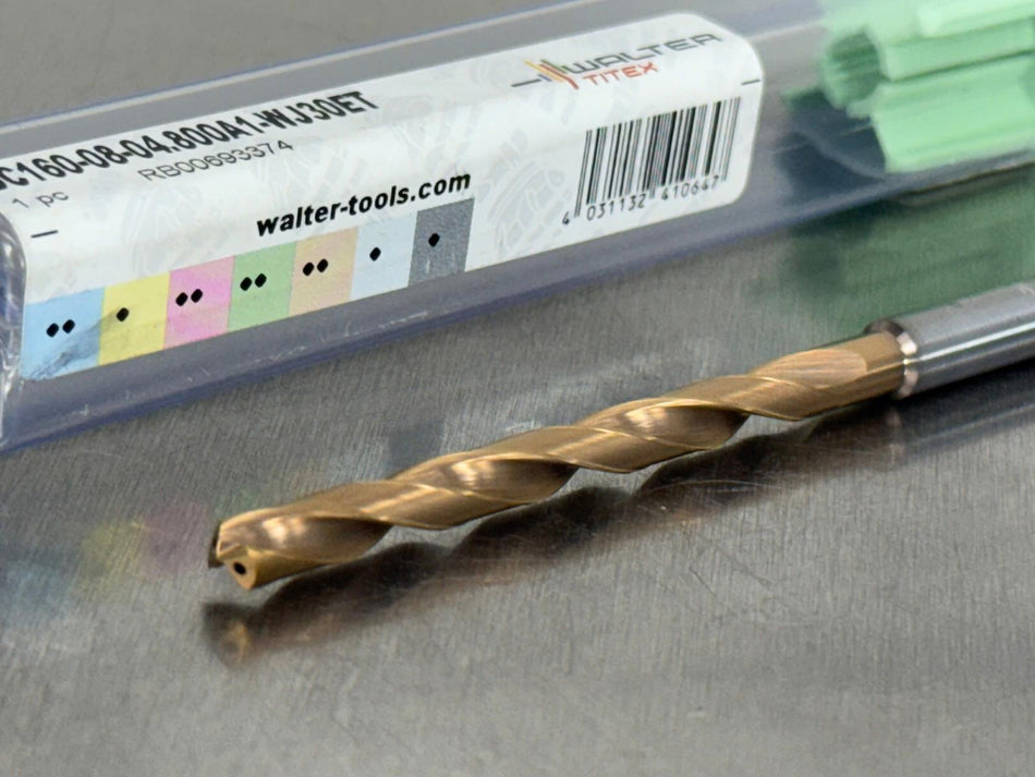 Walter 4.8mm Carbide Drill 8xD Coolant Xtreme Evo DC160-08-04.800A1-WJ30ET
