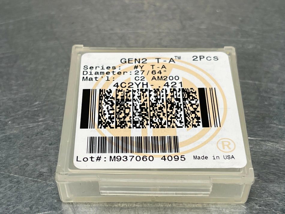 (2) AMEC 27/64" Carbide Spade Drill Insert Gen2 #Y T-A Allied 4C2YH-.421