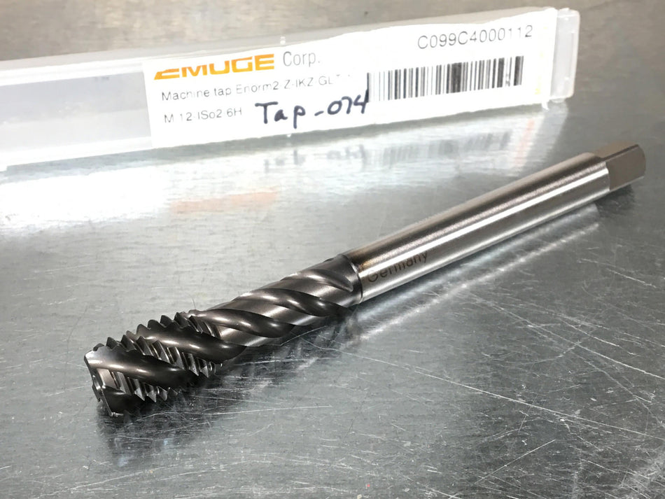 EMUGE M12 6H 2ENORM Z IKZ GLT1 Tap CNC Coolant Fed, Blind Hole C099C4000112