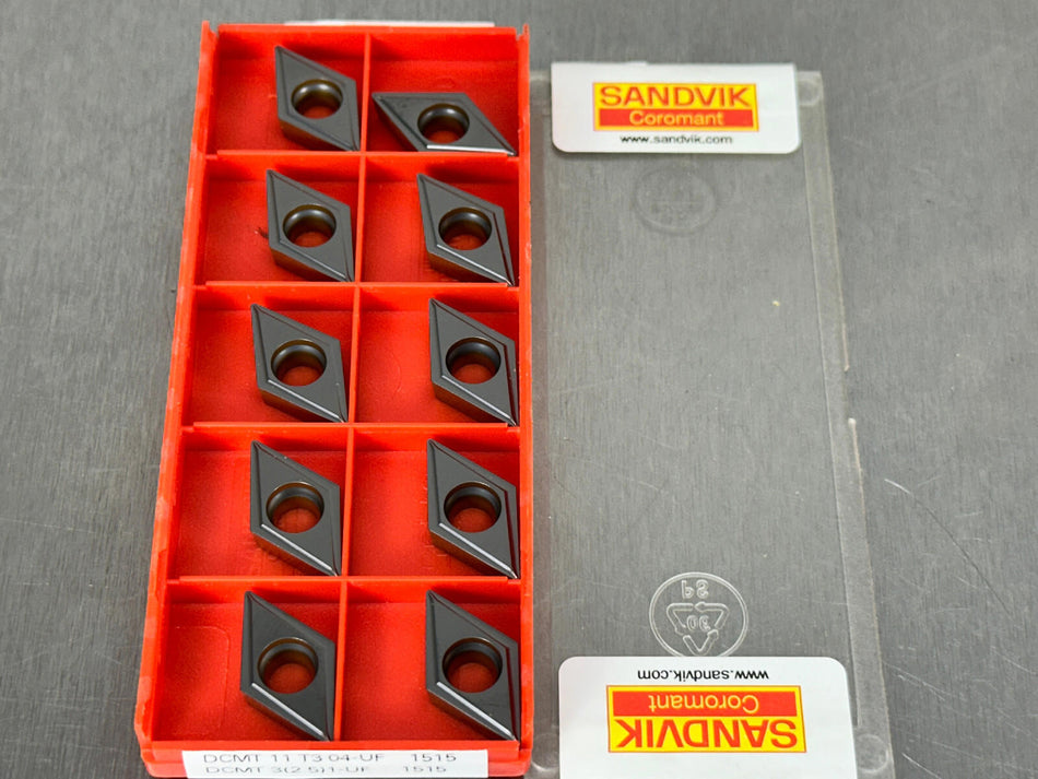 Sandvik DCMT 3(2.5)1-UF 1515 Carbide Insert DCMT 11 T3 04-UF (Pack of 10)