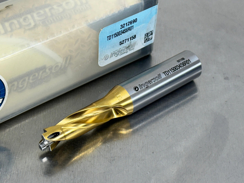 Ingersoll TD11500034S6R01 Indexable Drill 11.5mm 3xD Gold Twist Replaceable Tip