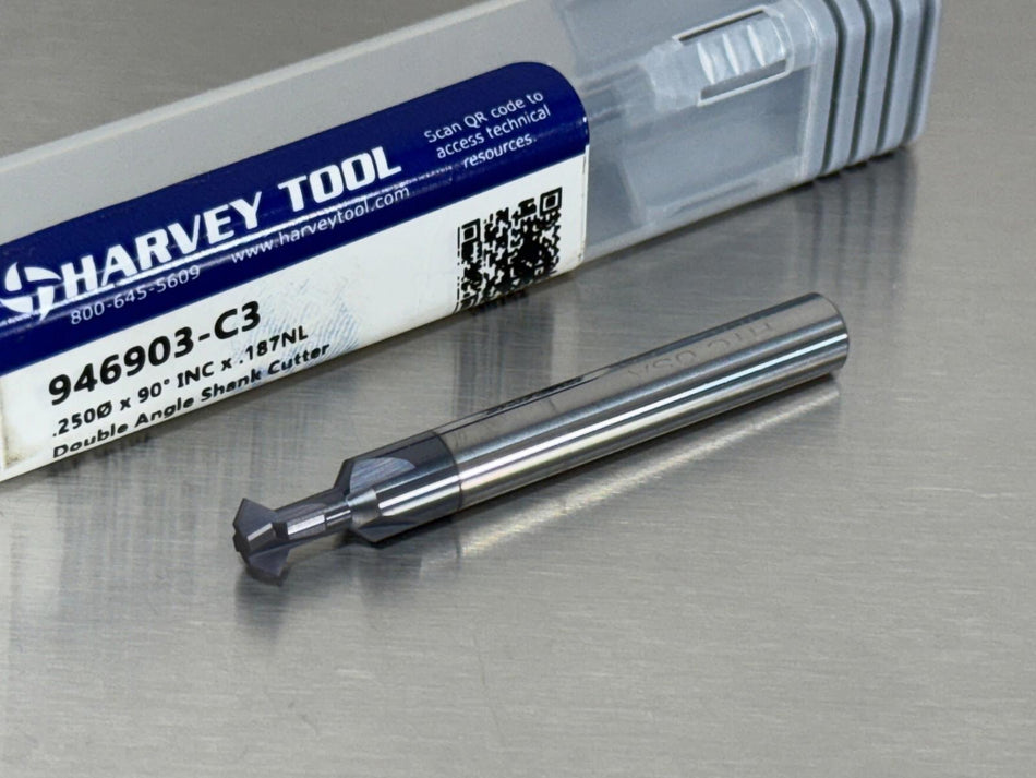 Harvey 1/4" Carbide Double Angle Shank Cutter 90° Included 946903-C3