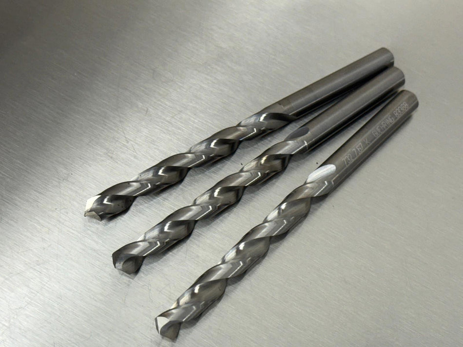 (3) Guhring Letter N Solid Carbide Drill Jobber 7.67mm 732 Series