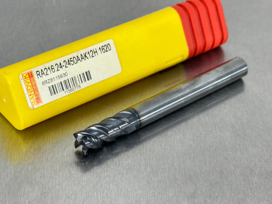 Sandvik 3/8" Carbide End Mill .0156" CR Plura RA216.24-2450AAK12H