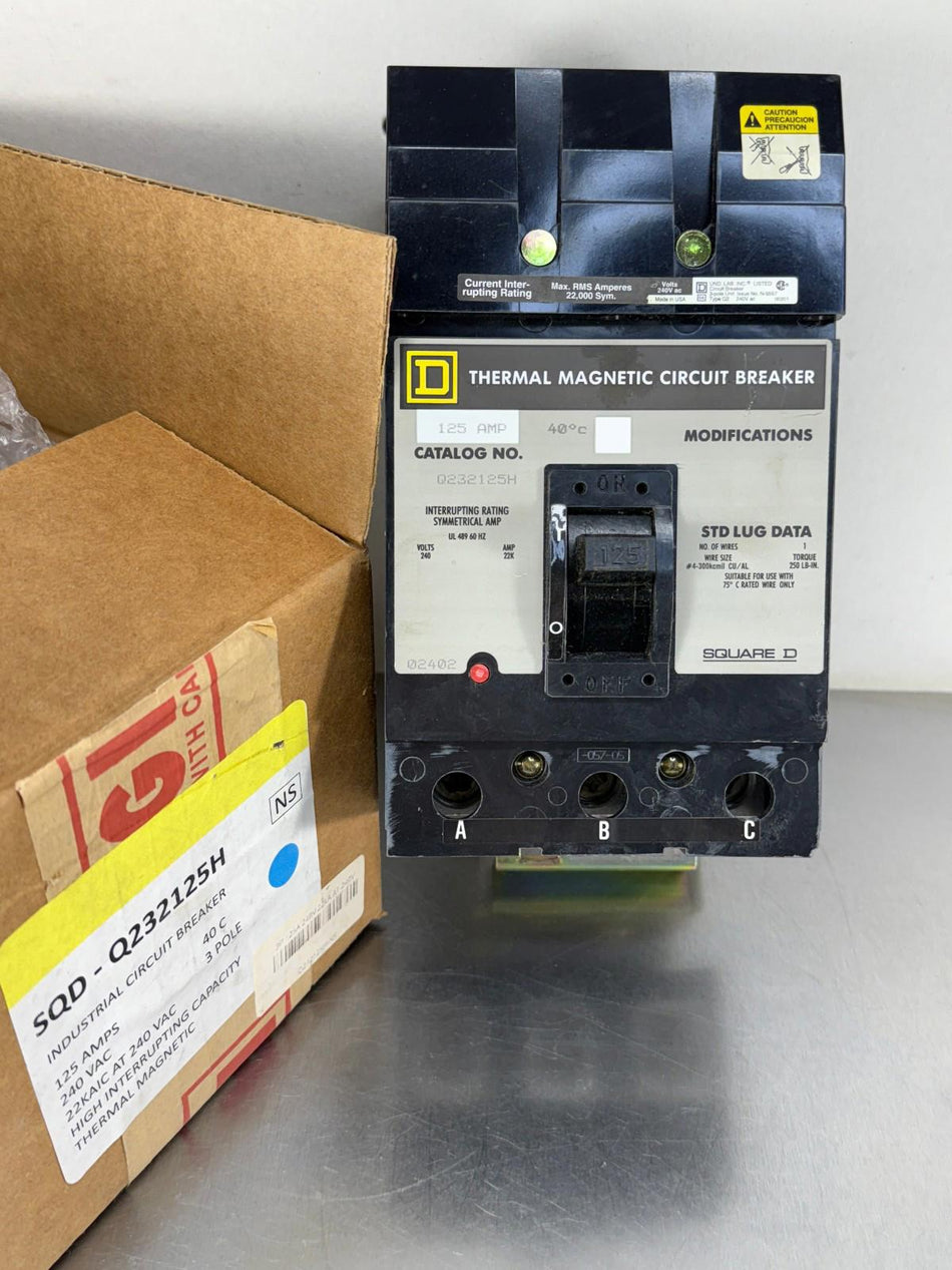 Square D Q232125H Circuit Breaker 150A, 3-Pole, 240VAC