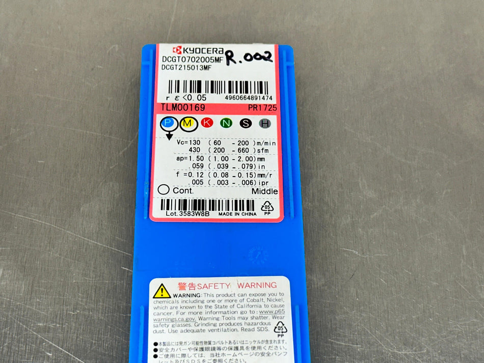 Kyocera DCGT0702005MF PR1725 Carbide Insert DCGT215013MF (Pack of 6)