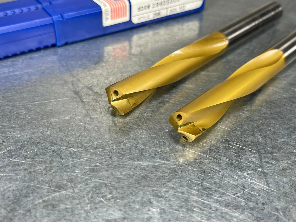 (2) CJT Koolcarb 1/2" Carbide Tip Drills, Coolant Thru, KoolTwist 29605000