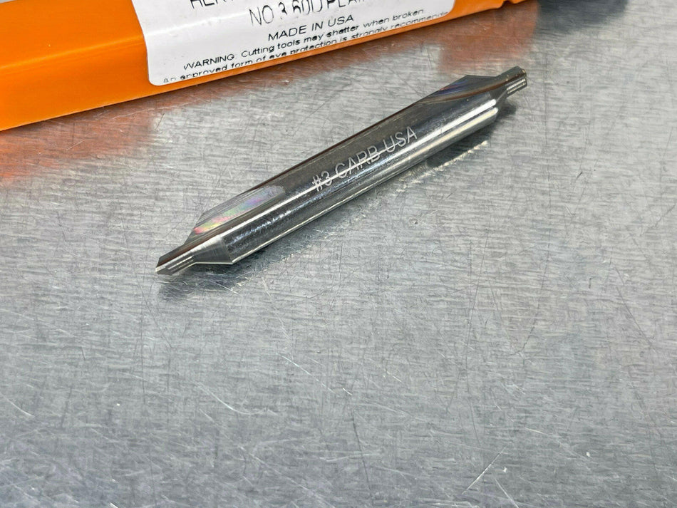 (2) Hertel #3 Combined Carbide Combined Drill & Countersink 1/4" 60° 74148545