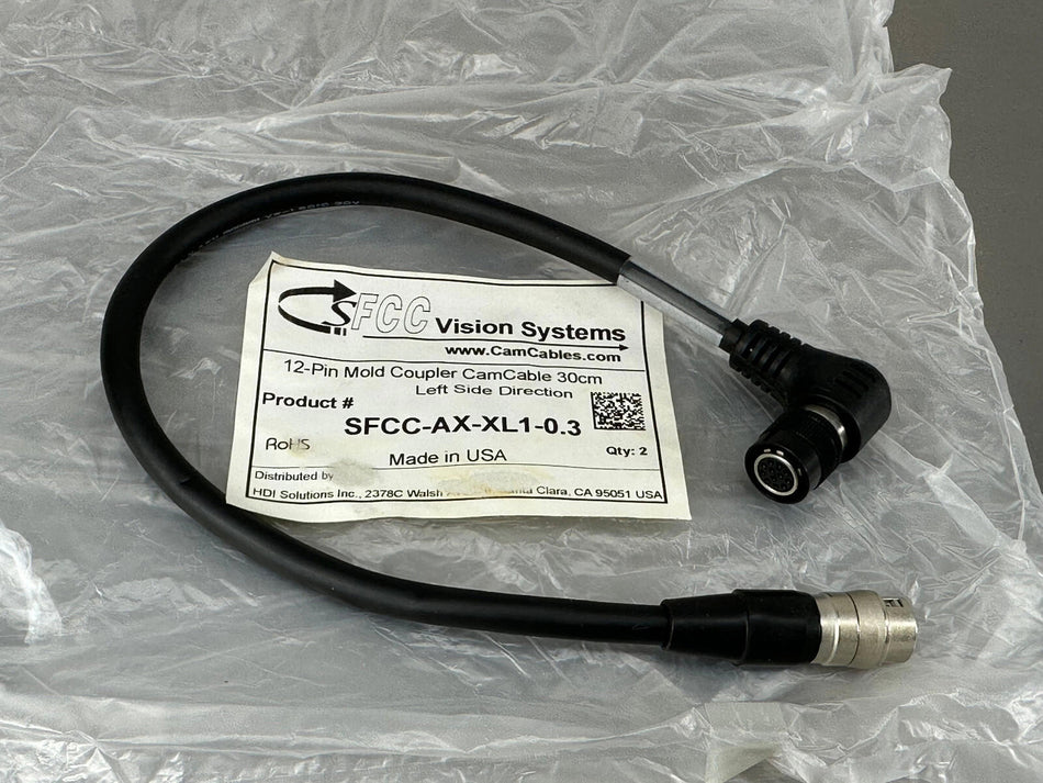 FC Vision Systems SFCC-AX-XL1-0.3 Cam Cable Molded L Style Female to Male Jack