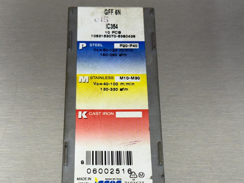 Iscar GFF-6N IC354 Carbide Insert 6002516 (Pack of 5)