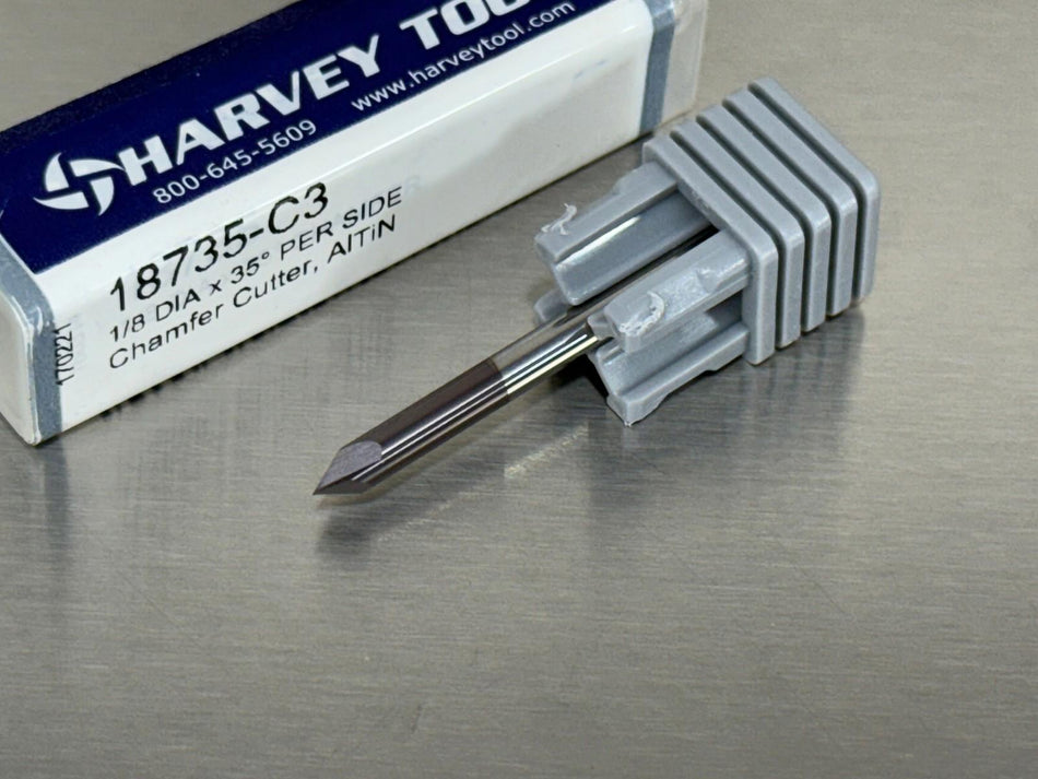 Harvey 35° Carbide Chamfer Cutter .010" Pointed Tip 18735-C3