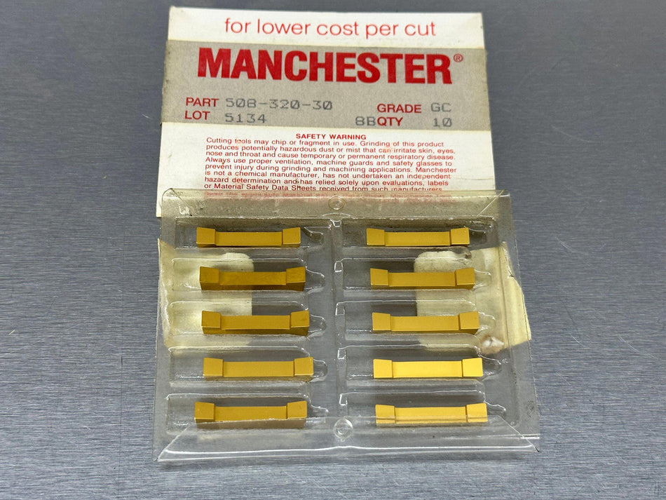 Manchester 508-320 30 GC Carbide Insert Chipmaker OD Grooving (Pack of 10)
