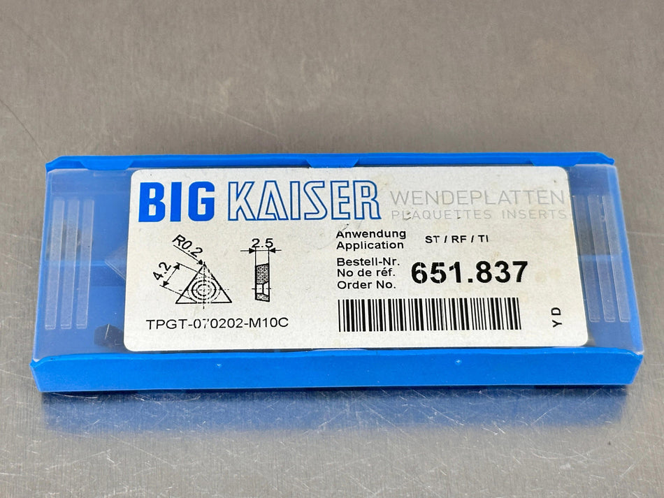 Kaiser 651.837 Carbide Insert Boring TPGT 070202 M10C (Pack of 10)