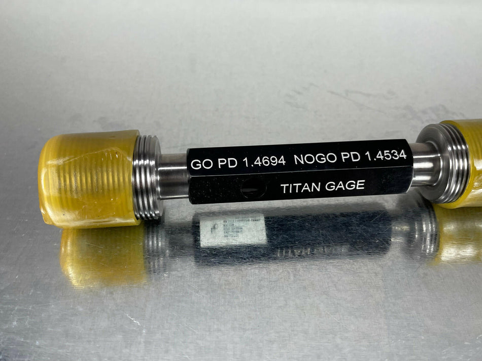 Titan 1 1/2 12 STUB ACME M2 Thread Gage Set Plug 1.500 GO / NOGO 1.4694 & 1.4534