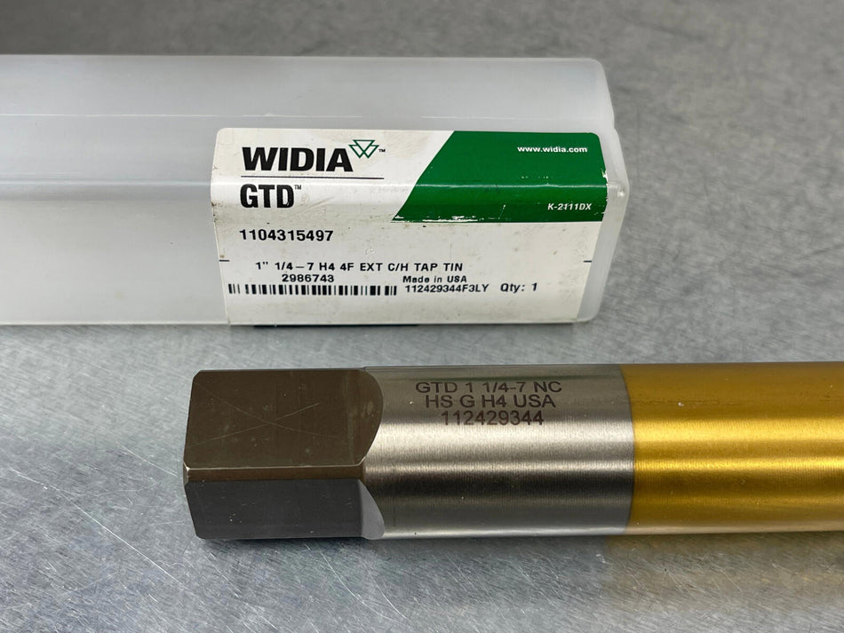 Widia GTD 1 1/4-7 Extension Tap H4 Coolant Hole 8" OAL 4 Flute TiN