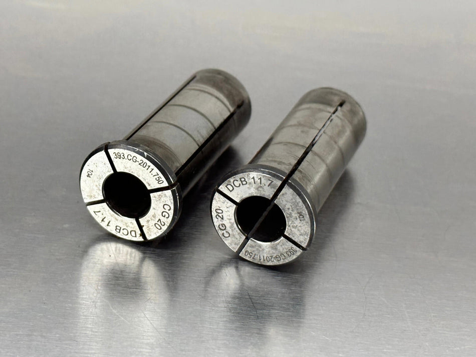 (2) Sandvik 393.CG-20 11.7 50 Hydraulic Chuck Sleeve Collet 11.7mm x 20mm