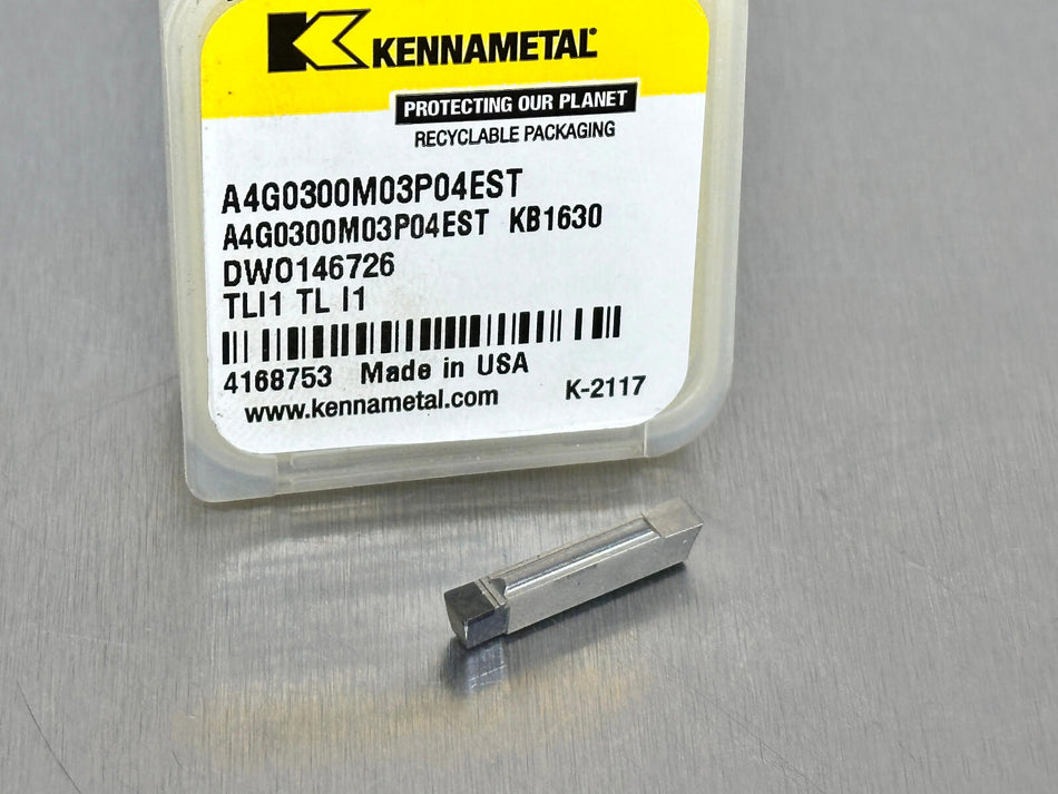 Kennametal A4G0300M03P04EST PcBN Carbide Insert (Pack of 5)
