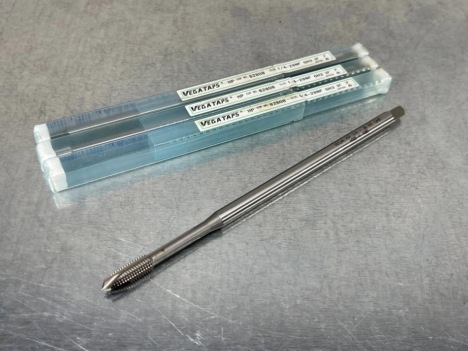 (3) Vega 1/4-28 Extension Tap H3 3 Flute Plug Spiral Point 6" OAL
