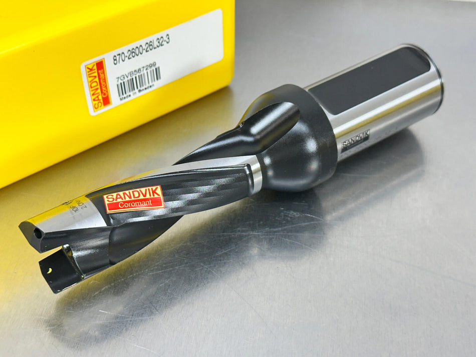 Sandvik 870-2600-26L32-3 Exchangeable Tip Drill 26-26.99mm Indexable CoroDrill