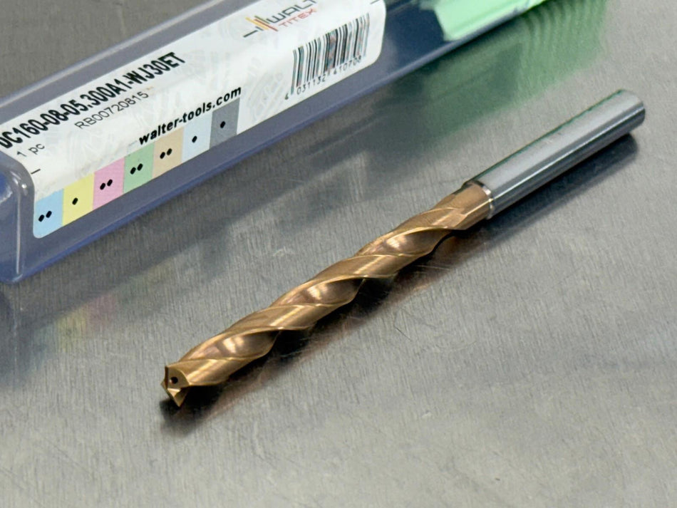 Walter 5.3mm Carbide Drill 8xD Coolant Xtreme Evo DC160-08-05.300A1-WJ30ET