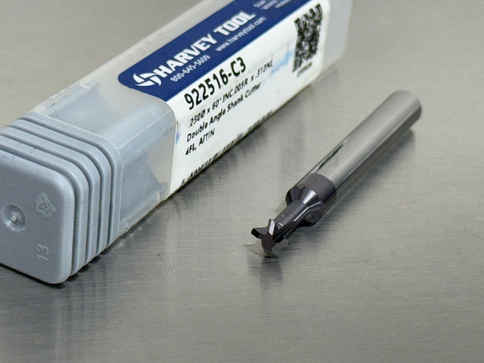 Harvey 1/4" Carbide Double Angle Shank Cutter 60° Included 922516-C3