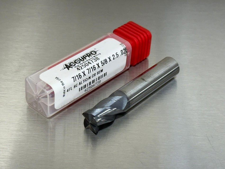 Accupro 7/16" Carbide End Mill .02" CR 4FL 2-1/2" OAL 42504738