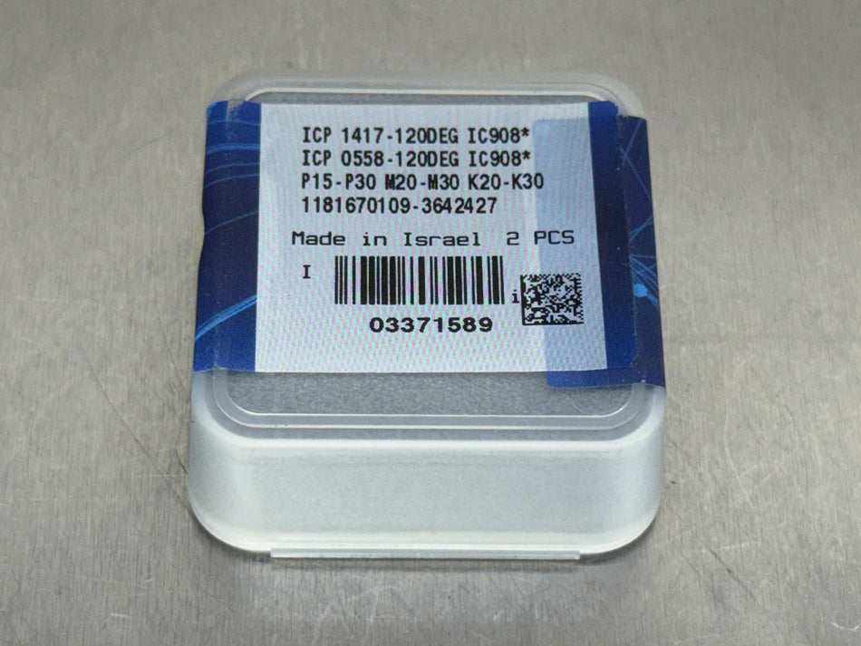 (2) Iscar .558" SumoCham Carbide Drill Tip Insert ICP 0558-120DEG IC908 ICP 1417