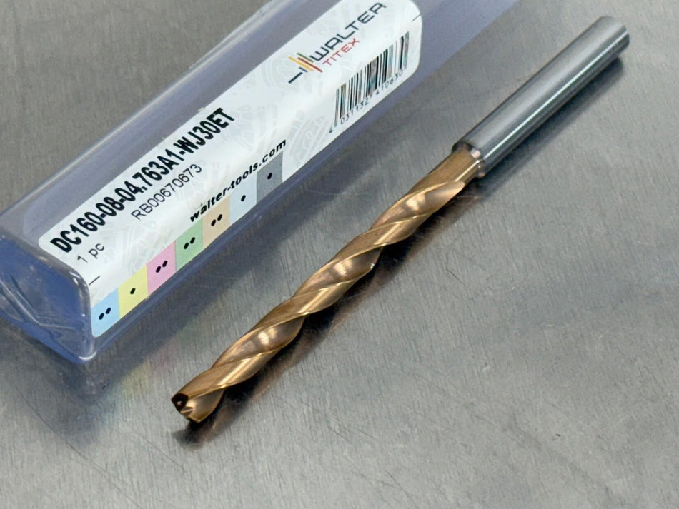Walter 3/16 Carbide Drill 8xD Coolant Xtreme Evo DC160-08-04.763A1-WJ30ET