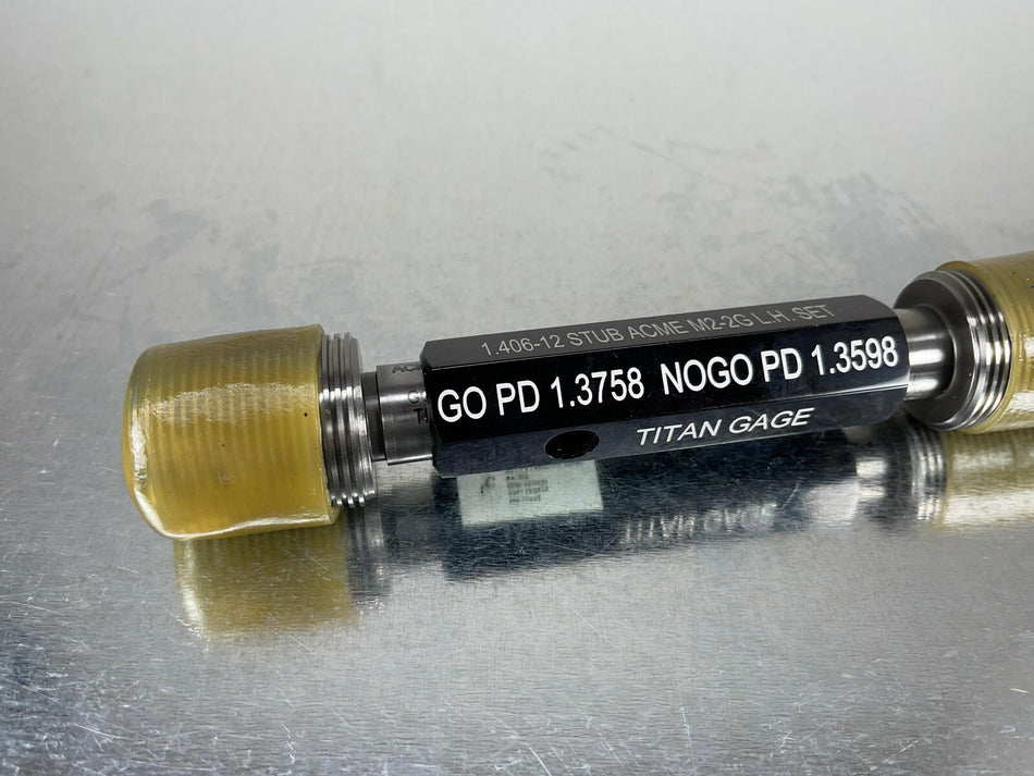 Titan 1.406 12 STUB ACME 2G M2 LH Thread Gage Set Plug GO / NOGO LEFT HAND