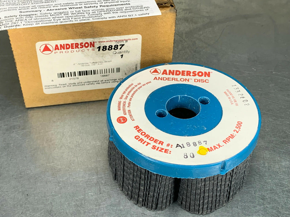 Anderson 4" Tufted Disc Brush, 80 Grit, 7/8" Arbor 18887