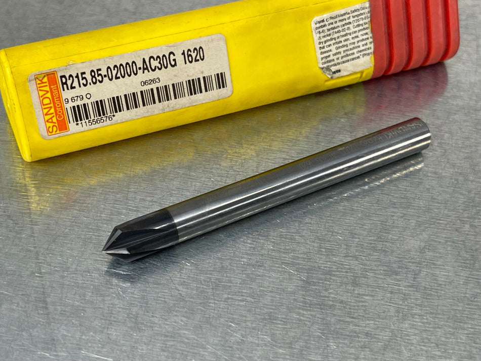 Sandvik 8mm Carbide Chamfering End Mill 45° Chamfer Mill RA215.85-0200-AC30G