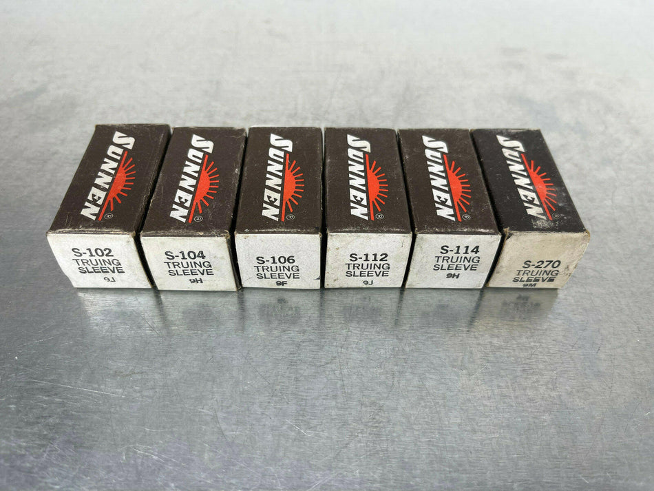 (6) Sunnen Mandrel Truing Sleeves S-102, S-104, S-106, S-112, S-114, S-270