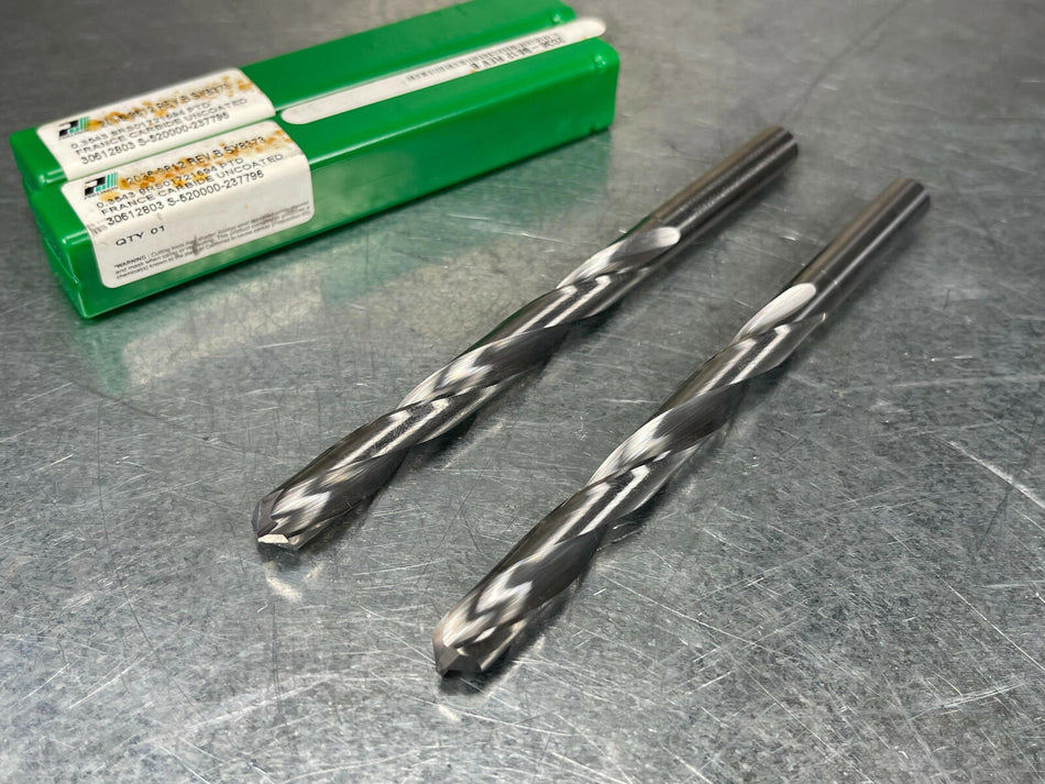 (2) PTD .3543" Solid Carbide Drill 5-1/8" OAL Non Coolant Thru