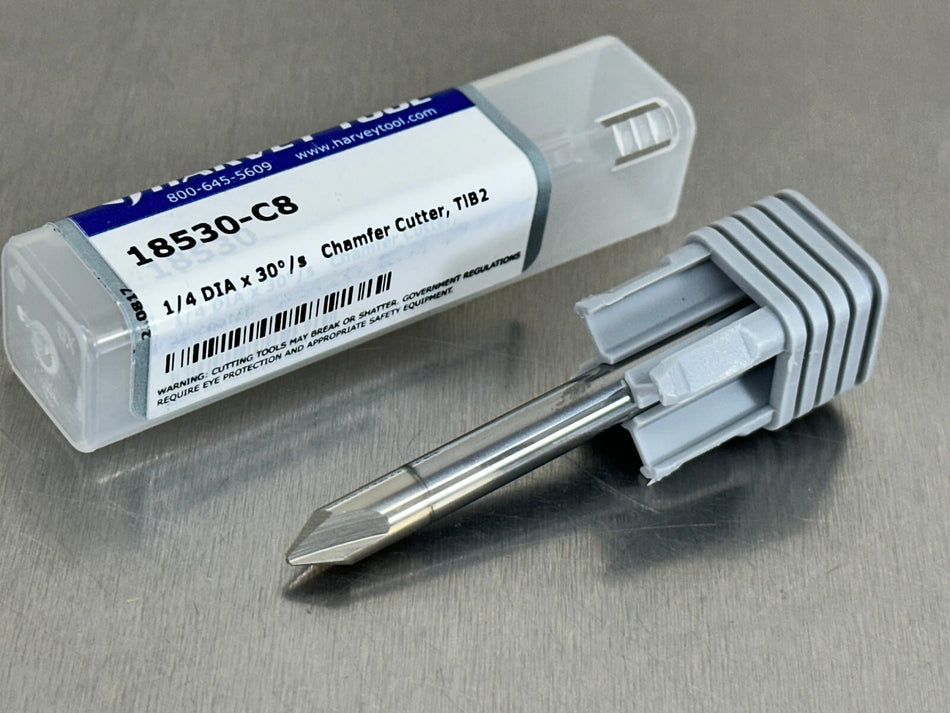 Harvey 30° Carbide Chamfer Cutter 1/4" Shank 3 Flute 18530-C8