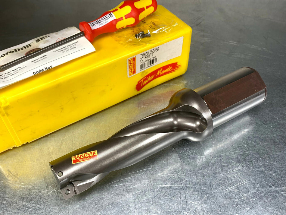 Sandvik 32.5mm Indexable Drill, 40mm Shank, 200mm OAL, CoroDrill 880, Coolant