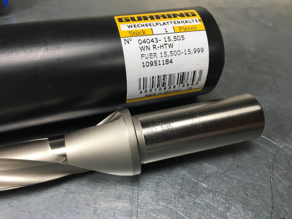 Guhring 15.5mm Indexable Drill w/ 3/4" Shank, Coolant Fed 5xD, 4043 15.505