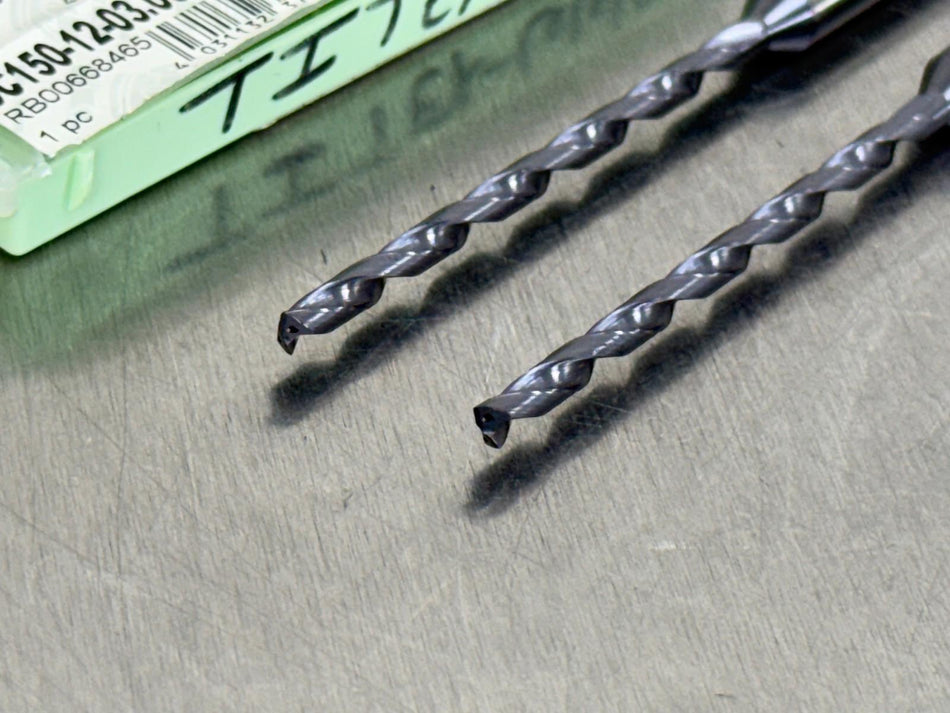 Walter 3.0mm Carbide Drill 12xD Coolant Through DC150-12-03.000A1-WJ30TA (Qty 2)