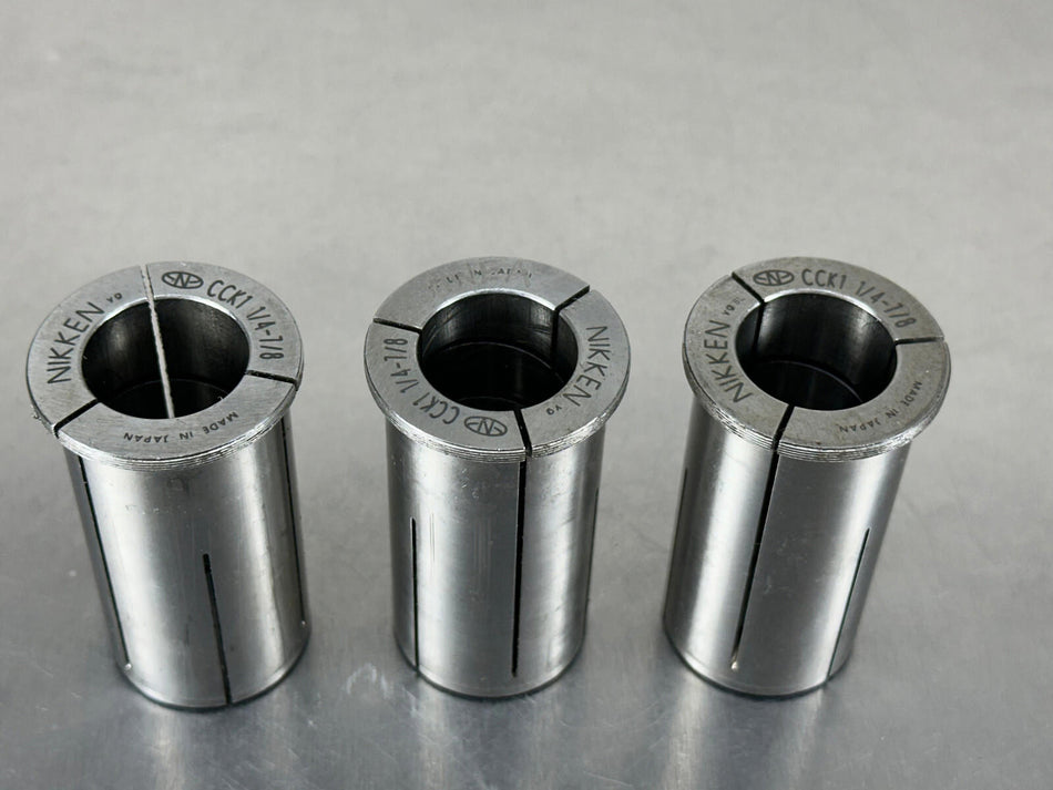 (3) Nikken CCK Collet Sleeve 1-1/4" OD x 7/8" ID Milling Chuck