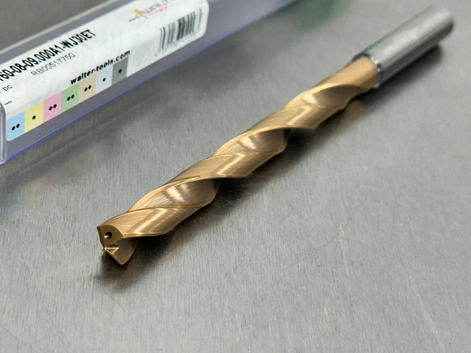 Walter 9.0mm Carbide Drill 8xD Coolant Through DC160-08-09.000A1-WJ30ET, 7377894