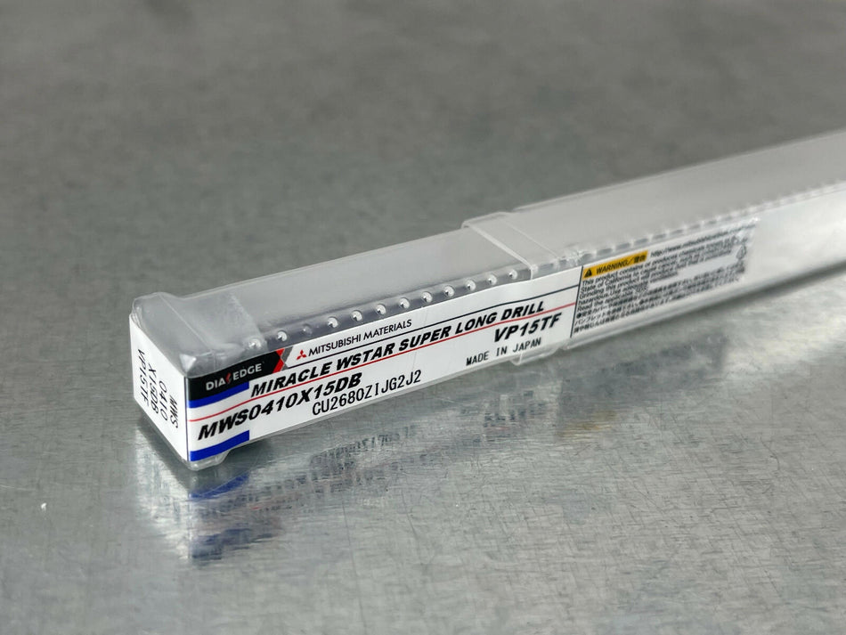 Mitsubishi 4.1mm Solid Carbide Drill Coolant Fed 15xD WStar X Long MWS0410X15DB