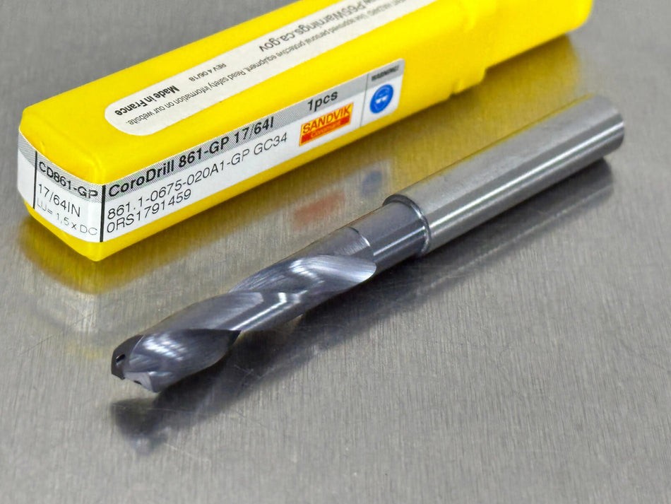 Sandvik 6.75mm Solid Carbide Drill Coolant Through 861.1-0675-020A1-GP GC34