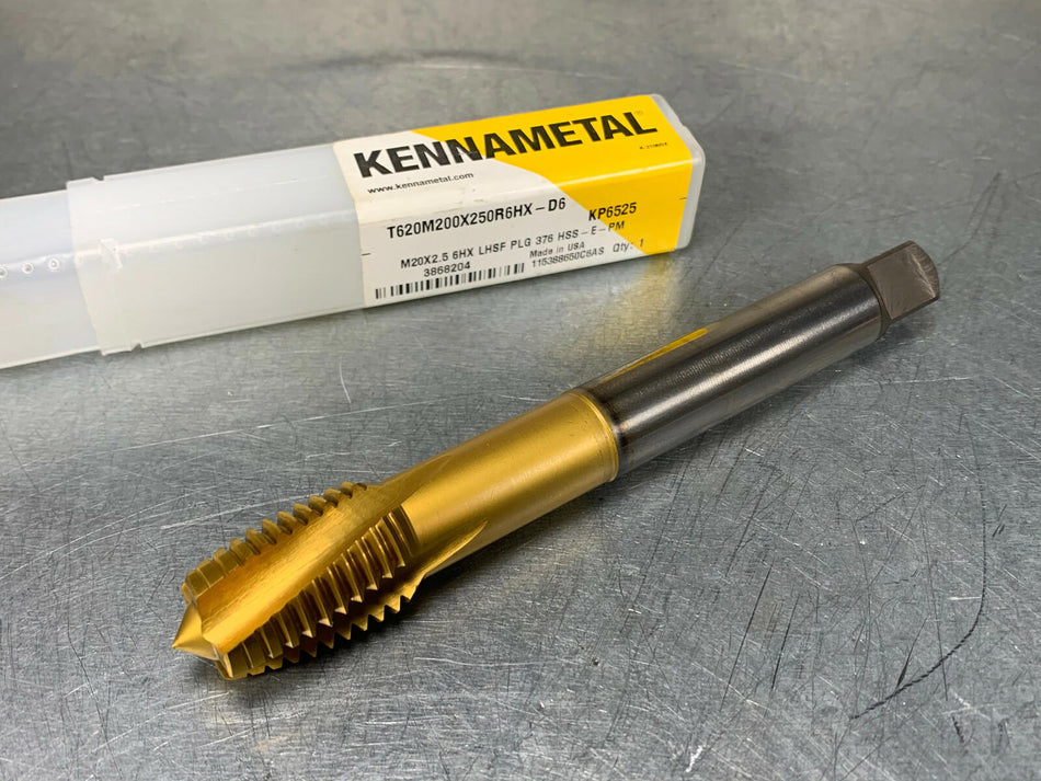 Kennametal M20 x 2.5 Tap Form D Plug Chamfer Spiral Flute T620M200X250R6HX-D6