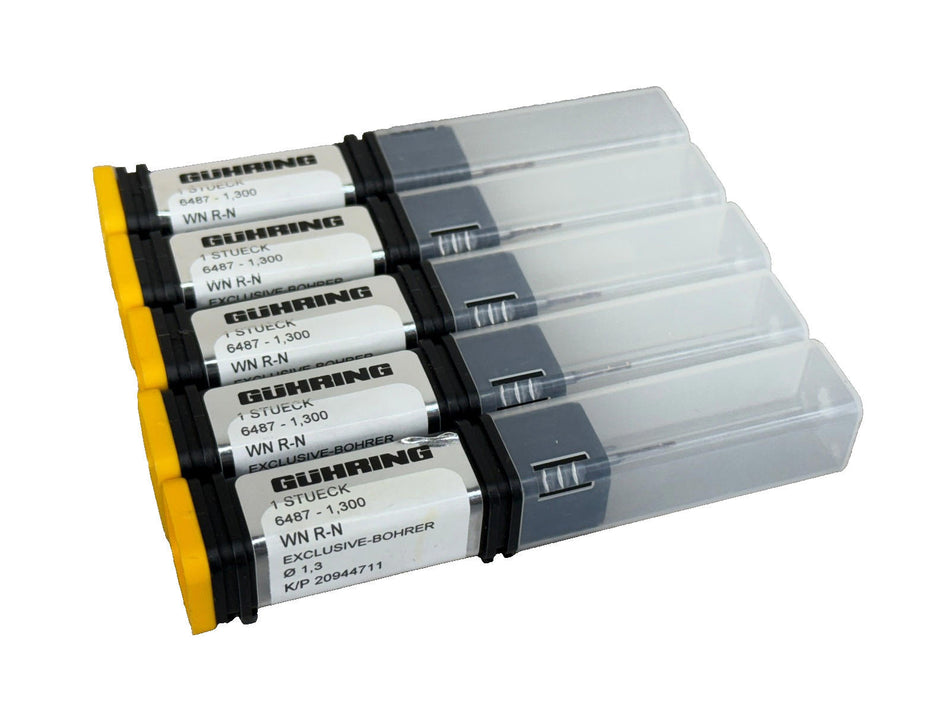 (5) Guhring 1.3mm Solid Carbide Drill 3xD 6487 Exclusive RT100 InoxPro