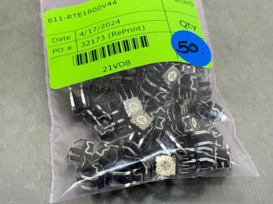 C&K Components RTE1600V44 Coded Rotary Switch DIP HEX 0.1A 30V (Qty 50)