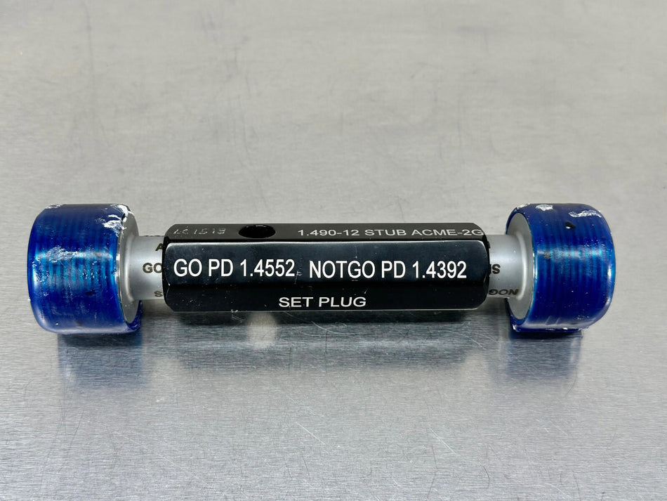 Hemco 1.490-12 STUB ACME 2G Thread Gage Set Plug GO / NOGO