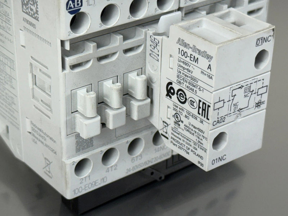 (Qty 2) Allen Bradley 100-E09EJ10 Contactor with Bars