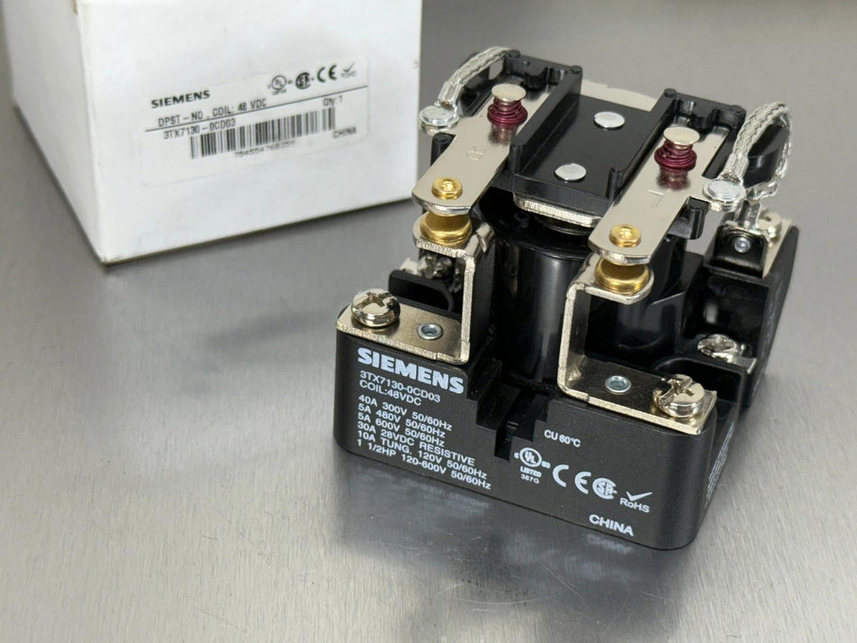 Siemens 3TX7130-0CD03 Open Power Relay Heavy Duty DPST-NO, 40A, 48VDC