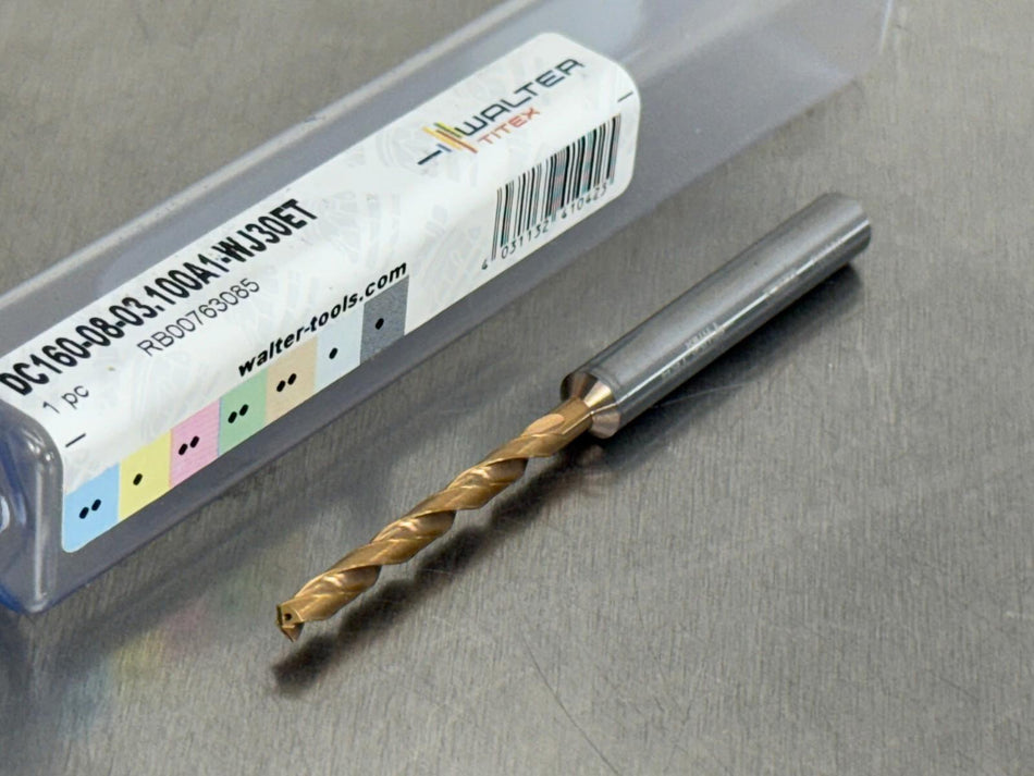 Walter 3.1mm Carbide Drill 8xD Coolant Xtreme Evo DC160-08-03.100A1-WJ30ET